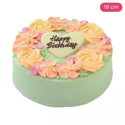 Cake With Creamy Floral Decoration