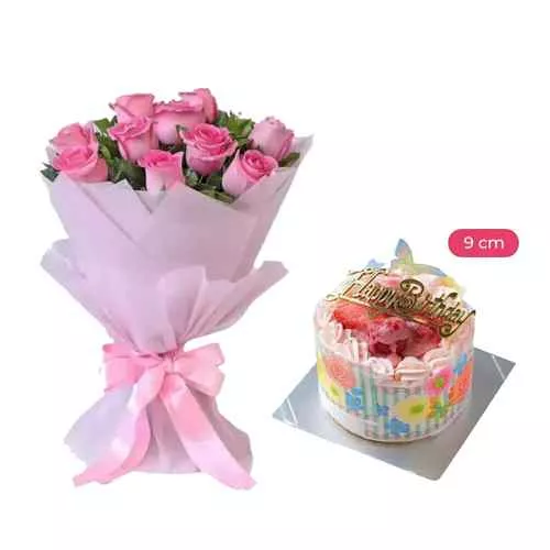 Pink Roses & Delightful Strawberry Cake