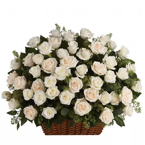 Basket of White Roses