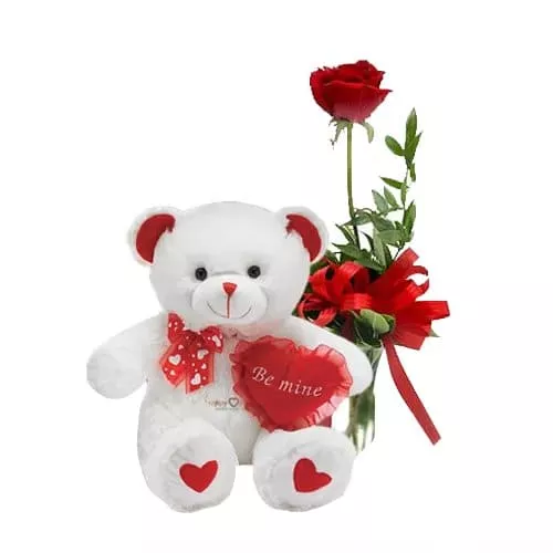 Delightful Combo Of Roses & Teddy